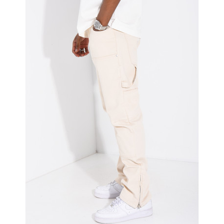 Jeans large à fermeture éclaire aux chevilles