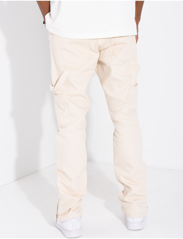 Jeans large à fermeture éclaire aux chevilles