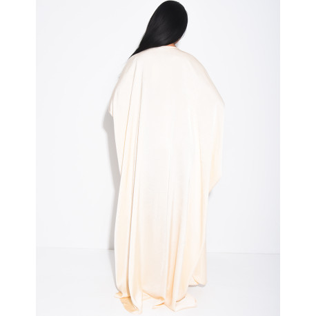 Abaya papillon en satin premium ornée de cristaux au col et sur les manches