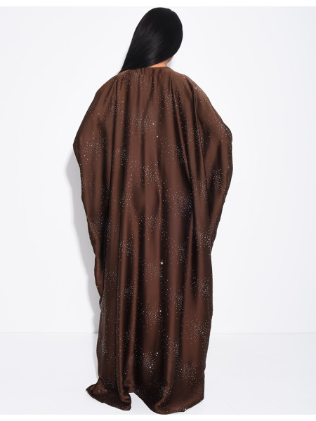 Abaya mit Schmetterlingsmuster aus Satin mit Strasssteinen