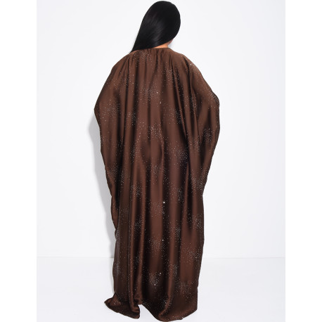 Abaya mit Schmetterlingsmuster aus Satin mit Strasssteinen