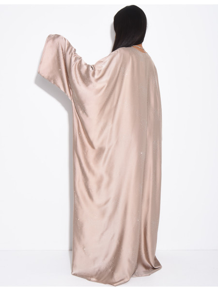 Abaya mit Schmetterlingsmuster aus Satin mit Strasssteinen