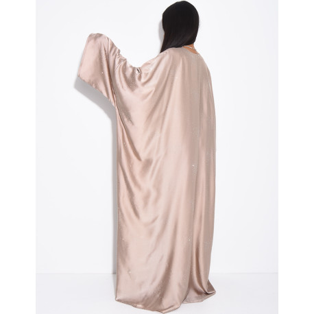 Abaya mit Schmetterlingsmuster aus Satin mit Strasssteinen