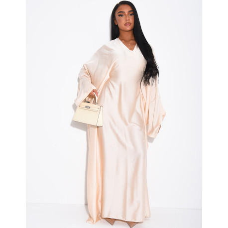 Abaya mit Schmetterlingsmuster aus Satin mit Strasssteinen
