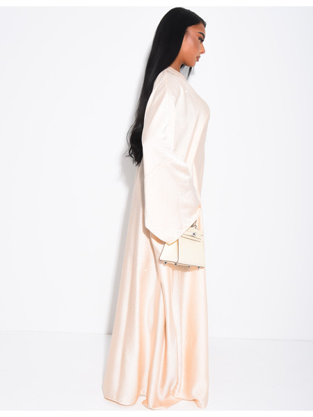Abaya mit Schmetterlingsmuster aus Satin mit Strasssteinen
