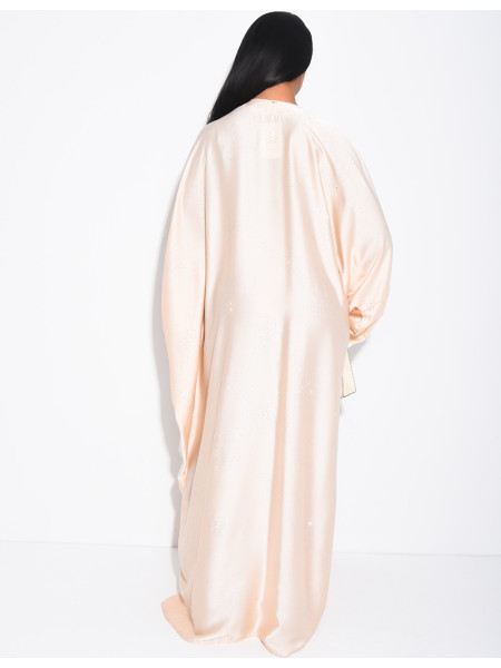 Abaya mit Schmetterlingsmuster aus Satin mit Strasssteinen
