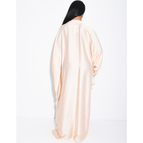Abaya mit Schmetterlingsmuster aus Satin mit Strasssteinen