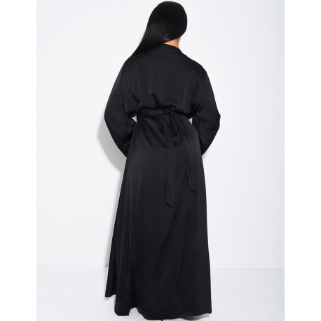 Satin-Set zum Binden, ärmelloses Kleid und Kimono mit Strasssteinen