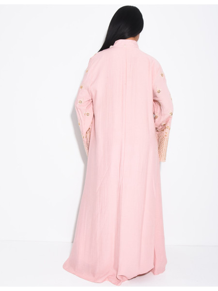 Abaya aus Baumwolle mit goldenen Stickereien und Quasten