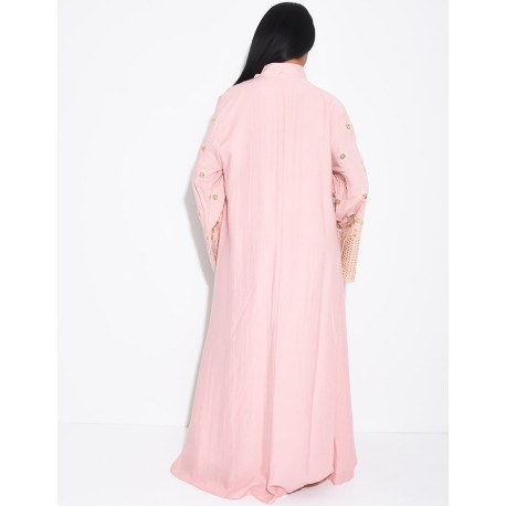 Abaya aus Baumwolle mit goldenen Stickereien und Quasten