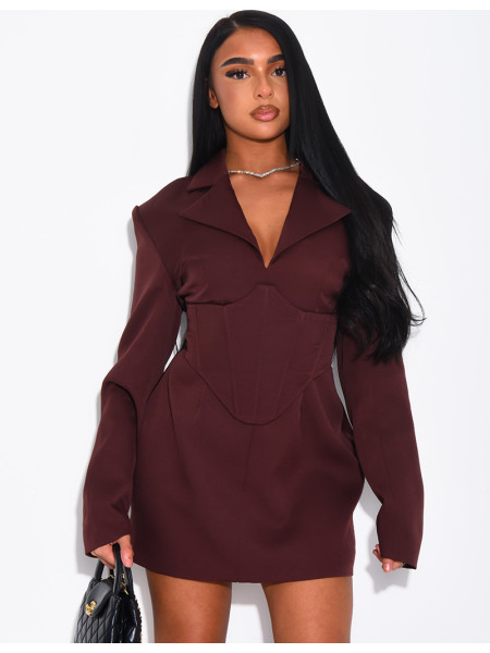Robe style blazer courte à corset integré à la taille