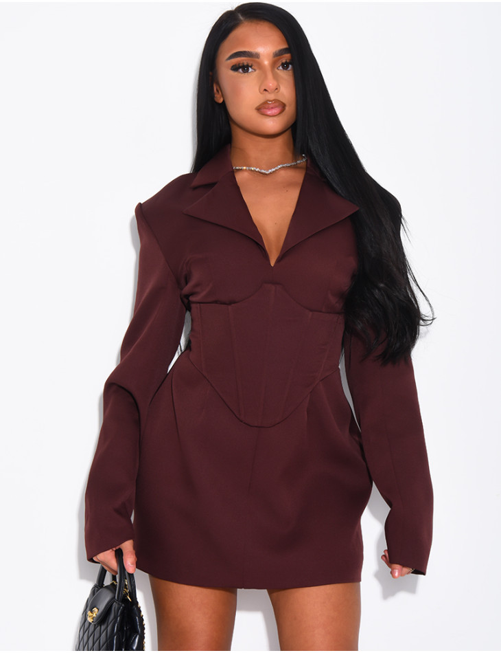 Robe style blazer courte à corset integré à la taille