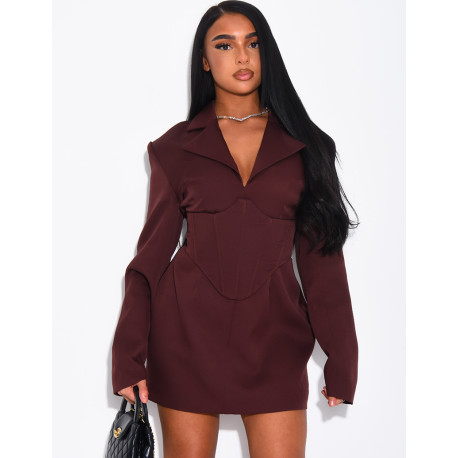 Robe style blazer courte à corset integré à la taille
