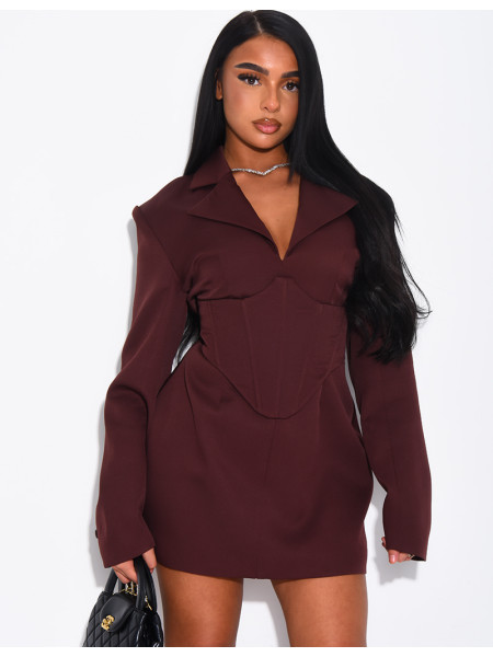 Robe style blazer courte à corset integré à la taille