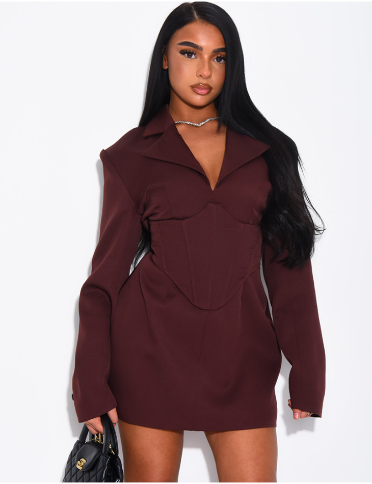 Robe style blazer courte à corset integré à la taille
