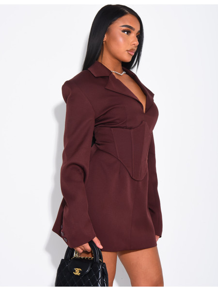 Robe style blazer courte à corset integré à la taille