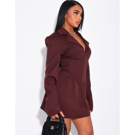 Robe style blazer courte à corset integré à la taille