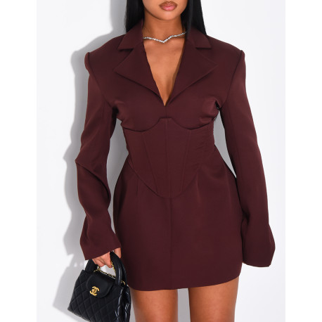 Robe style blazer courte à corset integré à la taille