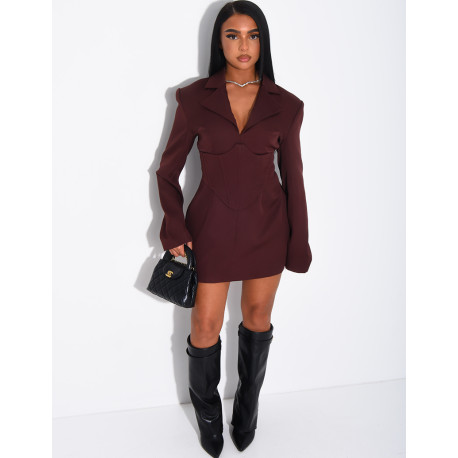 Robe style blazer courte à corset integré à la taille