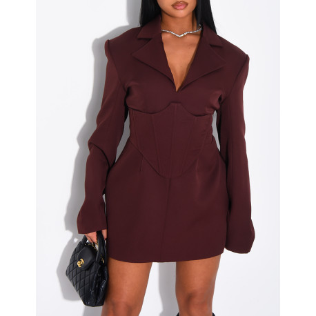 Robe style blazer courte à corset integré à la taille