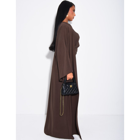 Set aus ärmellosem, drapiertem Kleid und passendem Kimono