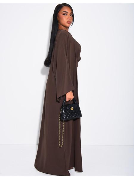 Set aus ärmellosem, drapiertem Kleid und passendem Kimono