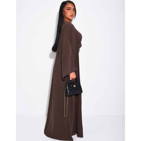 Set aus ärmellosem, drapiertem Kleid und passendem Kimono