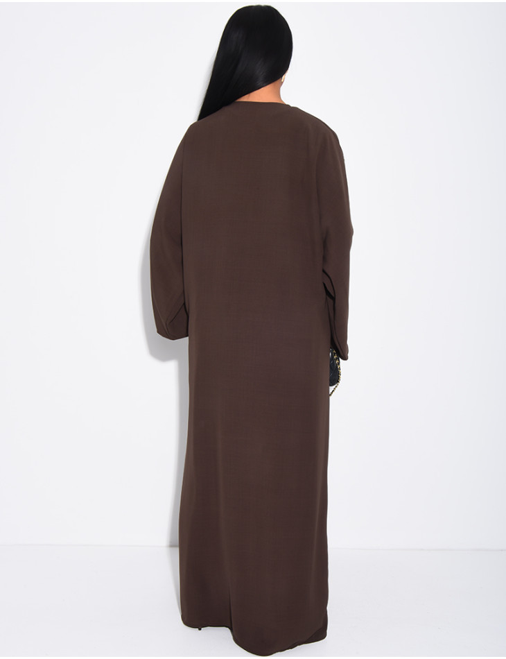 Set aus ärmellosem, drapiertem Kleid und passendem Kimono