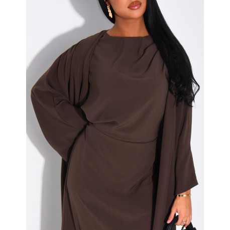 Set aus ärmellosem, drapiertem Kleid und passendem Kimono