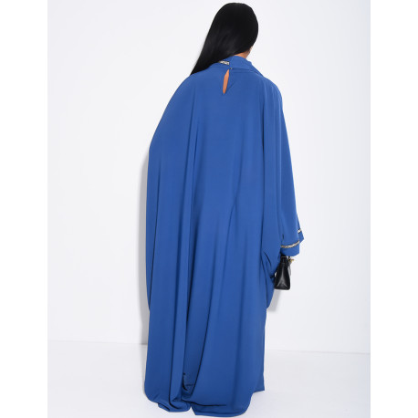 Butterfly abaya with high collar, rhinestones, and shawl