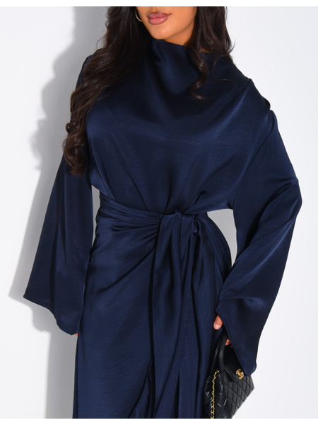 Robe en satin épais à nouer à la taille