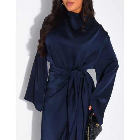 Robe en satin épais à nouer à la taille