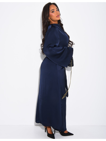 Robe en satin épais à nouer à la taille