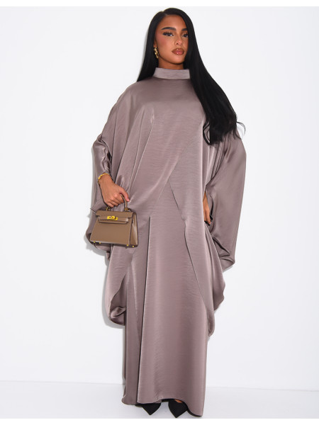 Abaya ample 2 pièces sous robe sans manche et tunique col montant