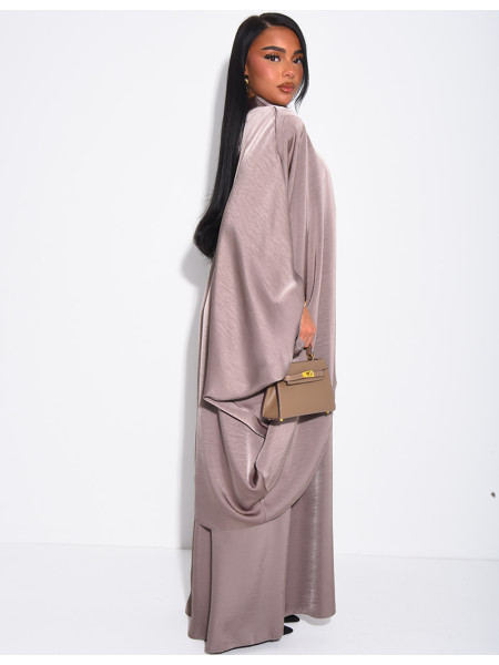 Abaya ample 2 pièces sous robe sans manche et tunique col montant