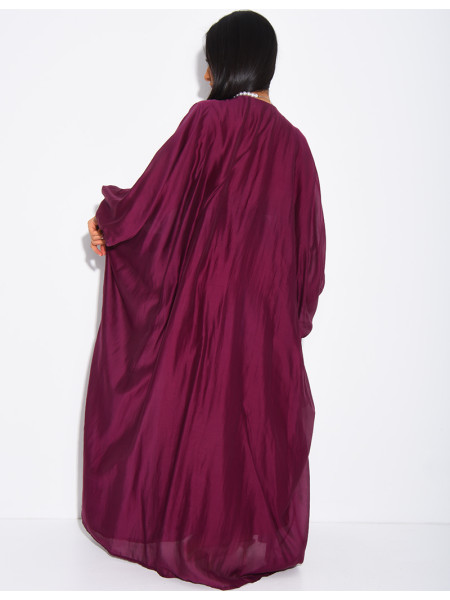Abaya mit Schmetterlingsausschnitt aus Voile mit Perlenbesatz