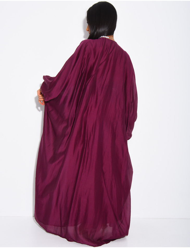 Abaya mit Schmetterlingsausschnitt aus Voile mit Perlenbesatz