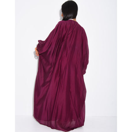 Abaya mit Schmetterlingsausschnitt aus Voile mit Perlenbesatz