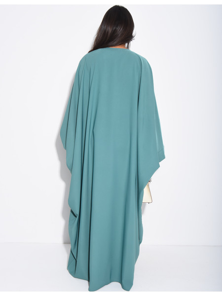 Ensemble robe sans manche et kimono à empiècements brocards assortis