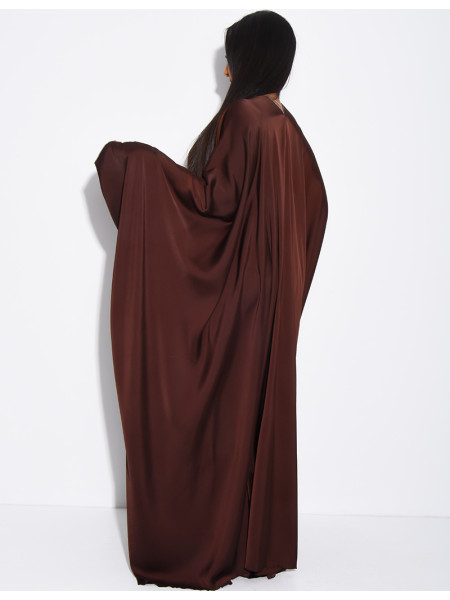 Dubai satin butterfly abaya with silver stitching