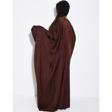 Dubai satin butterfly abaya with silver stitching