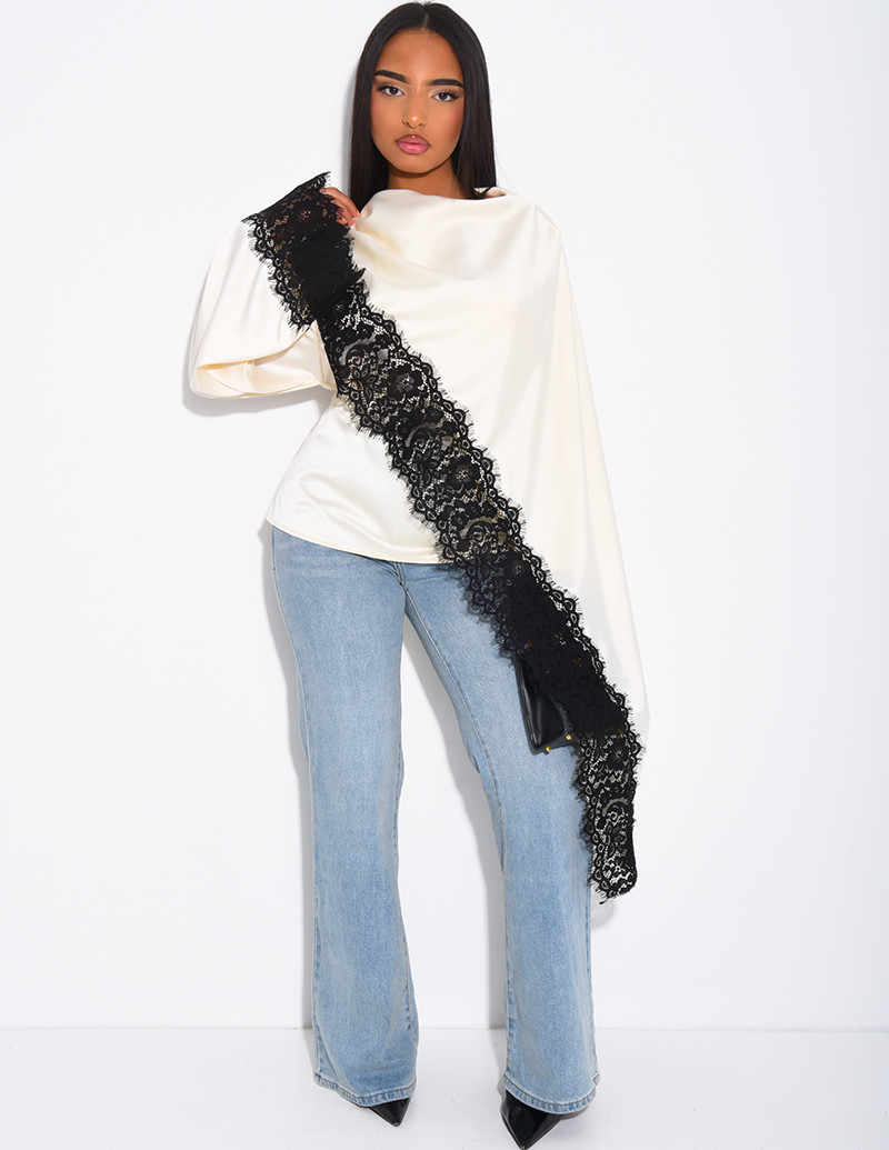 Top en satin avec cape en...
