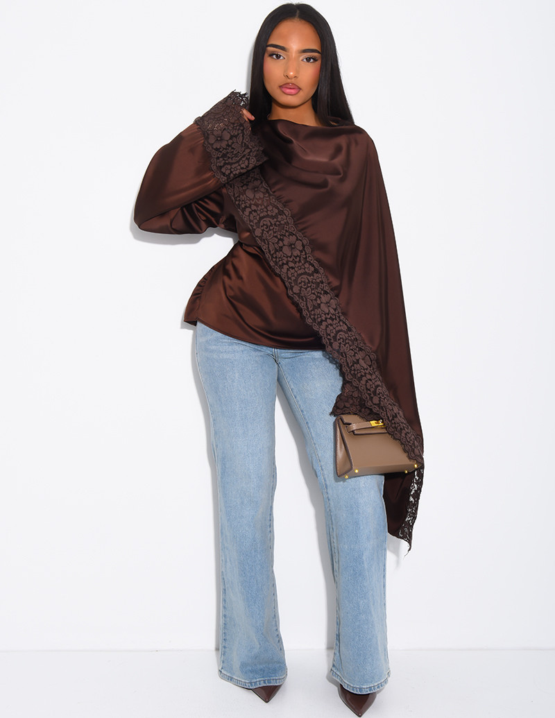 Top en satin avec cape en...