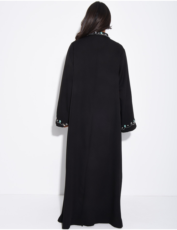 Abaya ample à perles cousues à la main