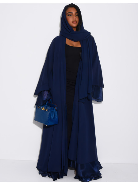 Kimono en organza à doublure satinée et voile assortie