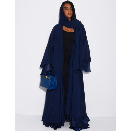 Kimono en organza à doublure satinée et voile assortie