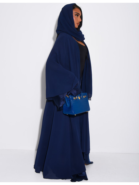 Kimono en organza à doublure satinée et voile assortie