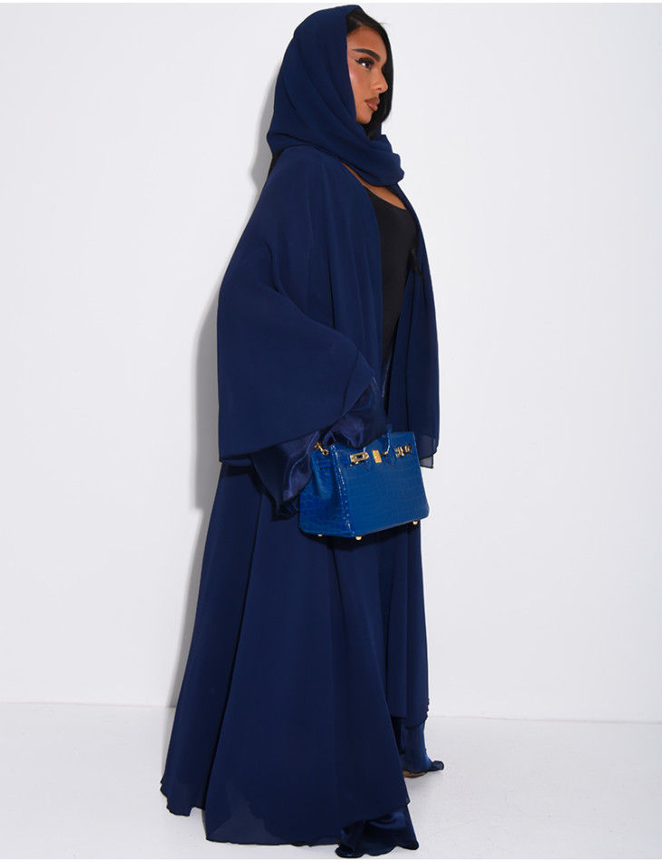 Kimono en organza à doublure satinée et voile assortie