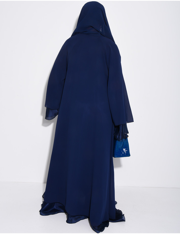 Kimono en organza à doublure satinée et voile assortie