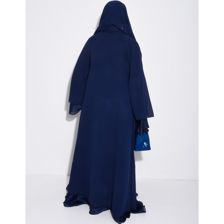 Kimono en organza à doublure satinée et voile assortie